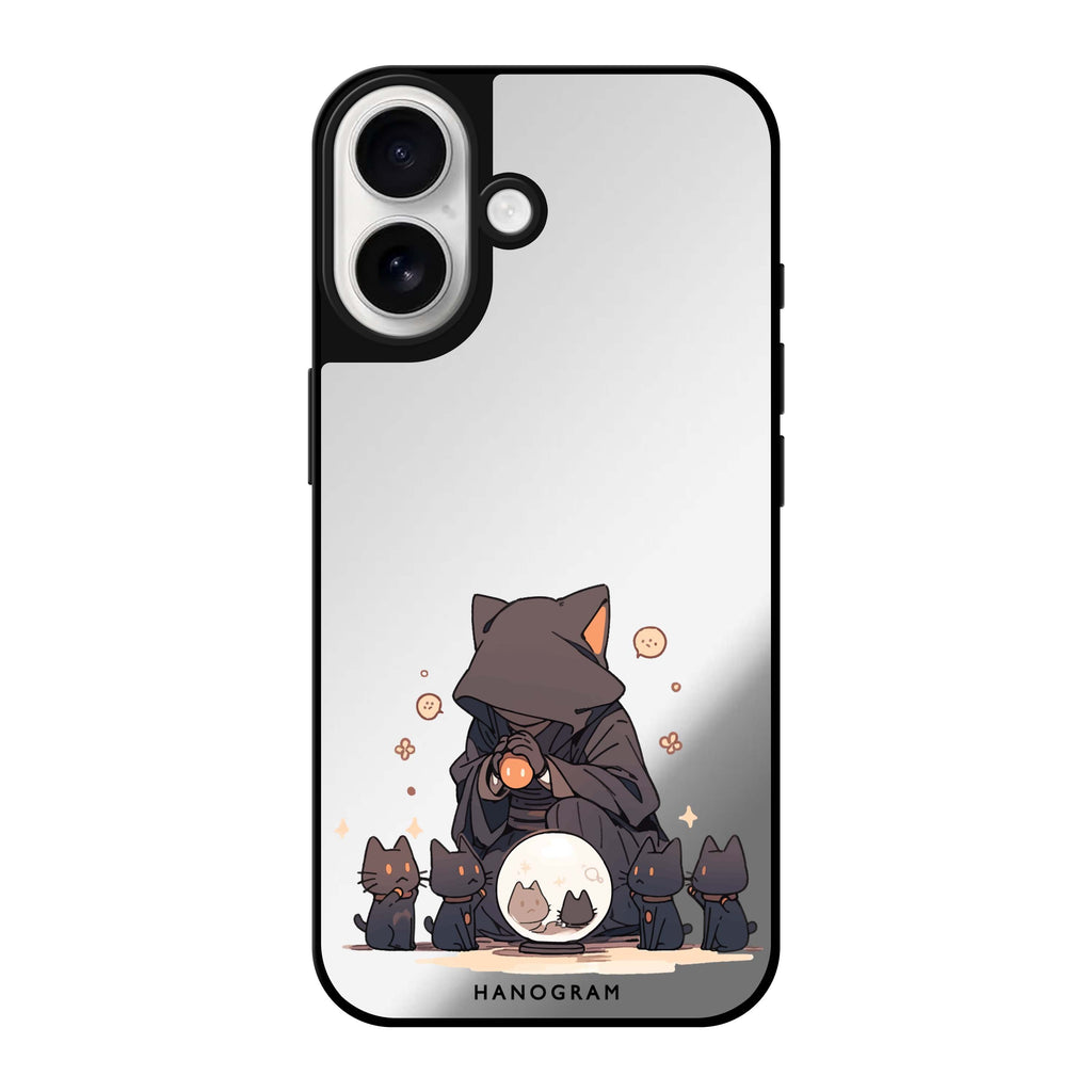 Reflective iPhone 16 Mirror Case –Seer Cat Charm Design