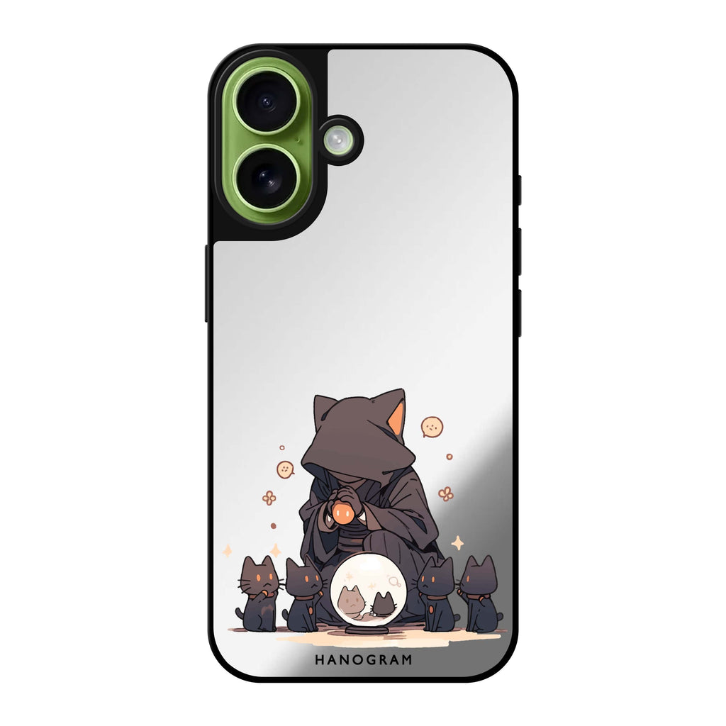 Reflective iPhone 16 Mirror Case –Seer Cat Charm Design