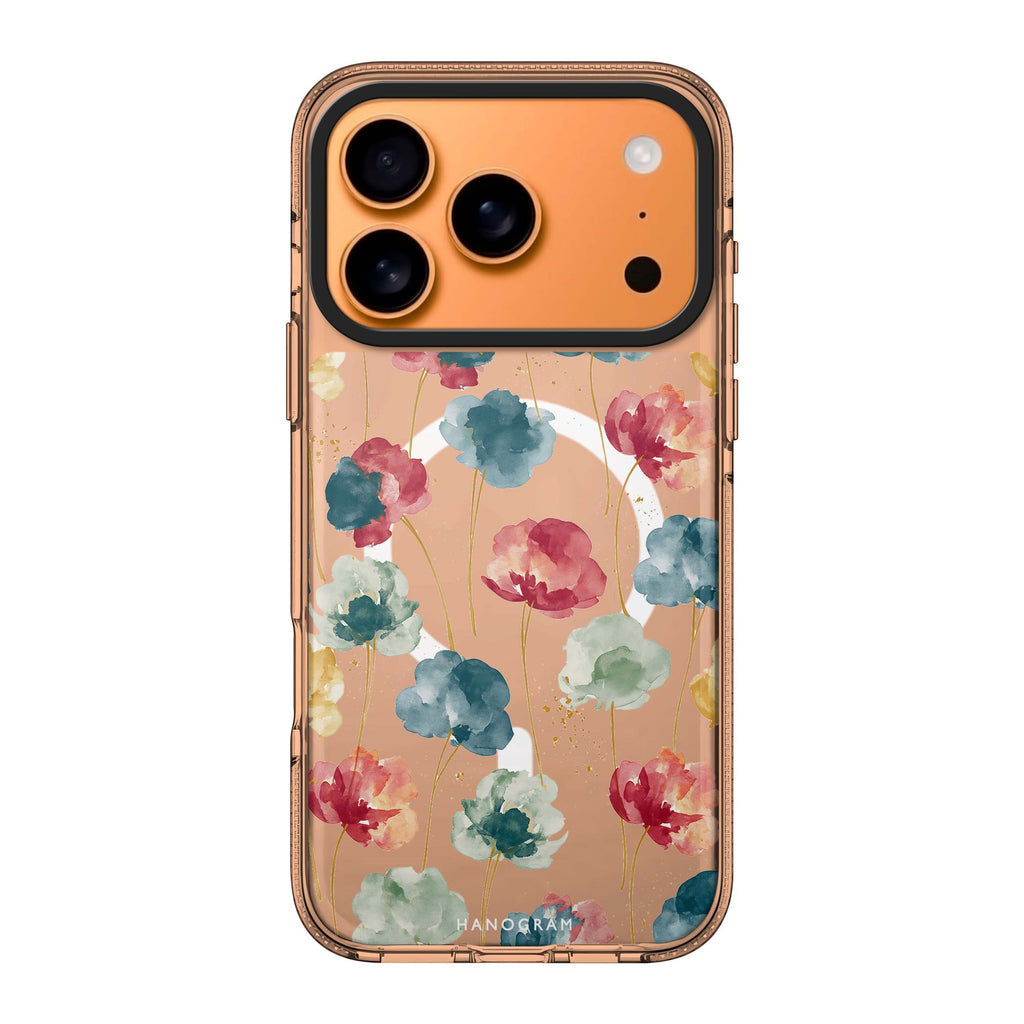 Jewel Petals on Golden Stems iPhone 17 Pro Max Ultra Clear Case - Image 1