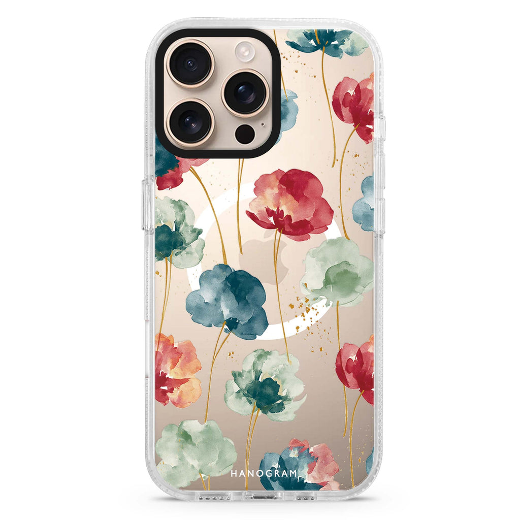 Jewel Petals on Golden Stems MagSafe Compatible Ultra Clear Case for iPhone 16 Pro Max - main view