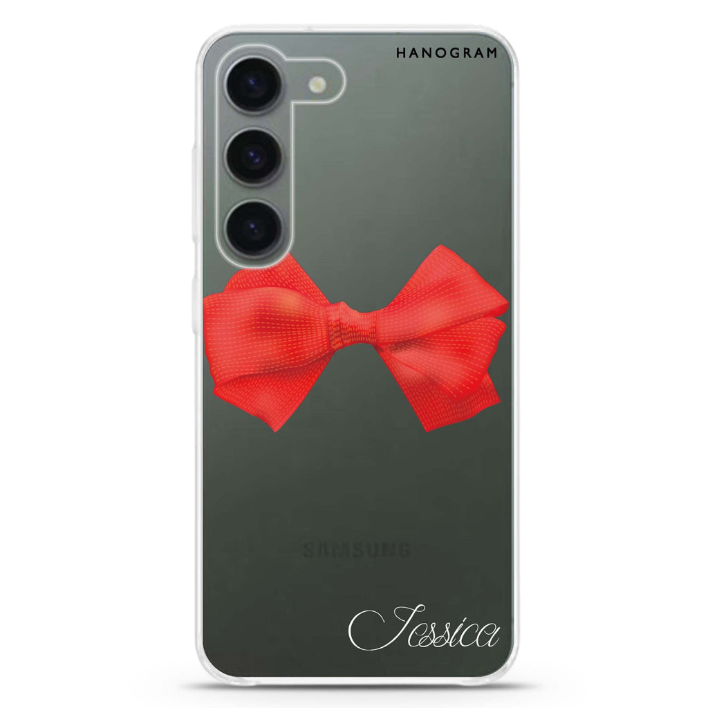 Red Bow personalized ultra-clear case for Samsung Galaxy S23/S22, front view