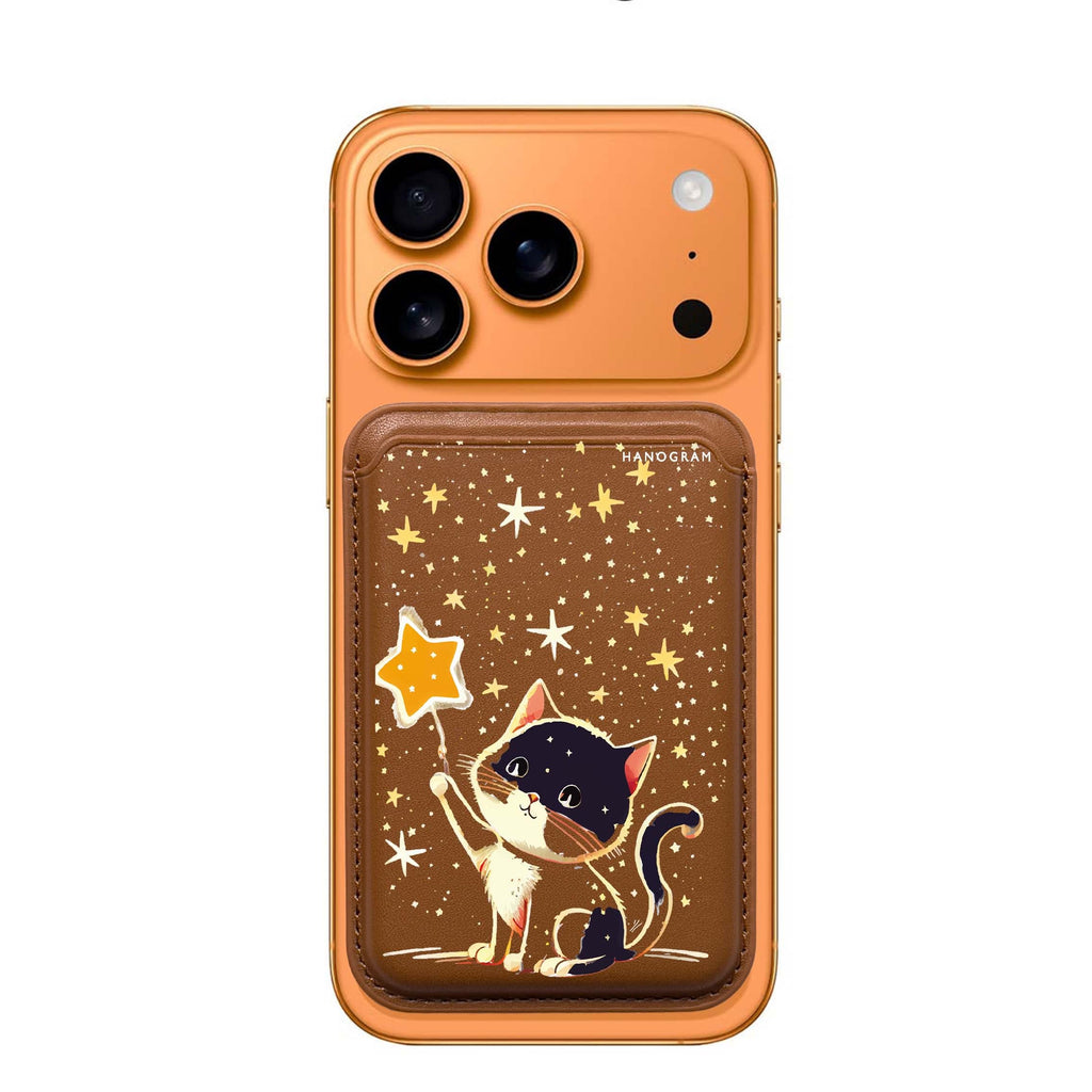 Cat & Star MagSafe wallet for iPhone, slim magnetic card holder, main view