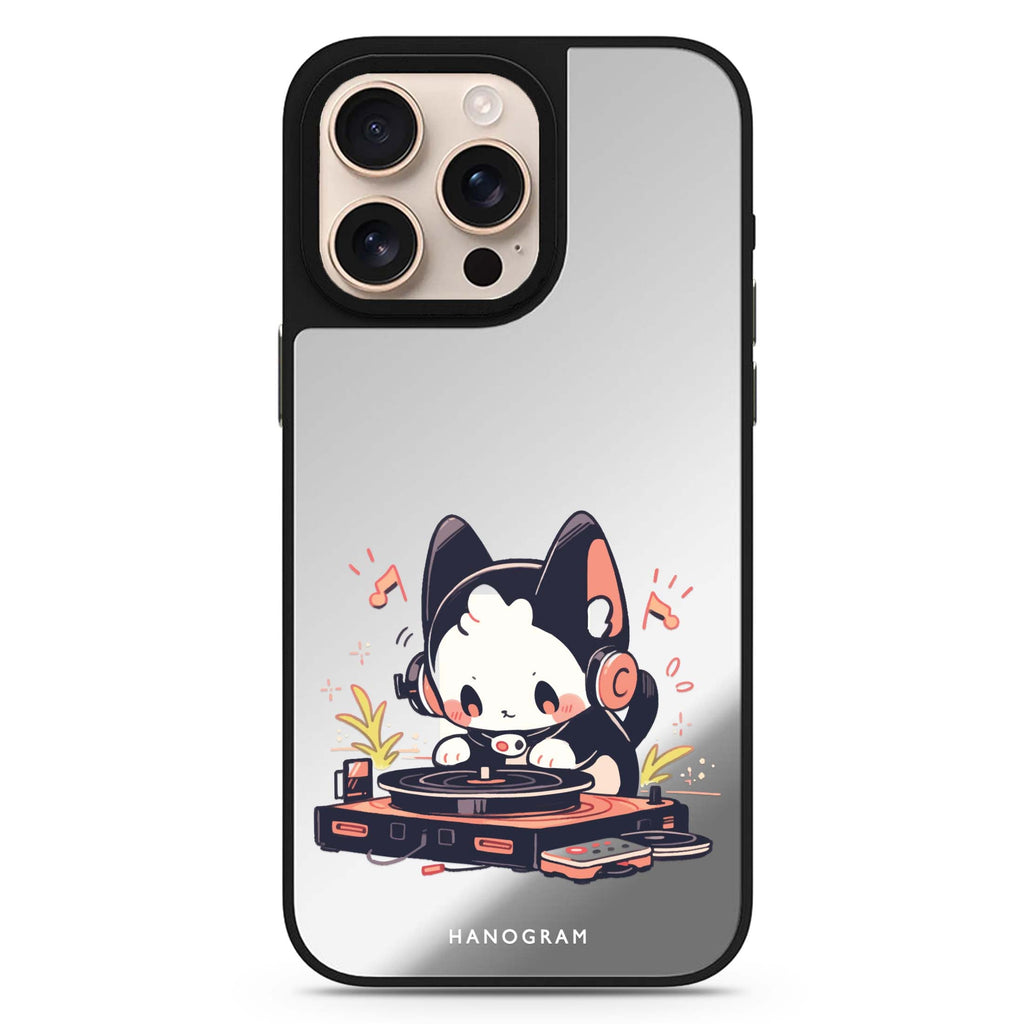 DJ Paws Play sleek reflective design iPhone 16/15/14 Pro Max & Pro mirror case