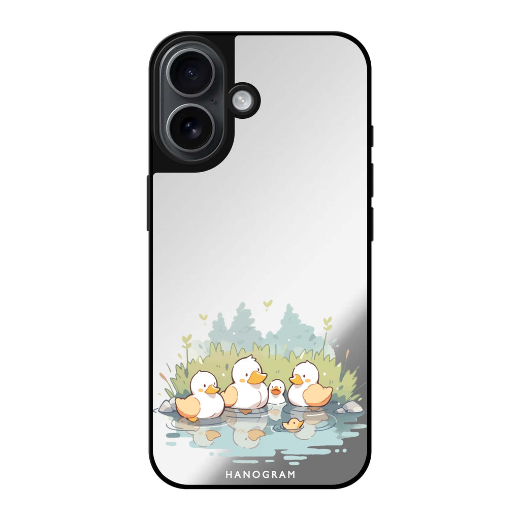 Reflective iPhone 16 Mirror Case –River Duck Delight Design