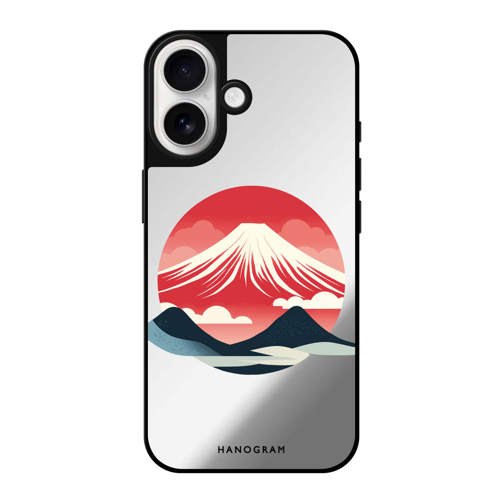 Reflective iPhone 16 Mirror Case –Tranquil Fuji Design