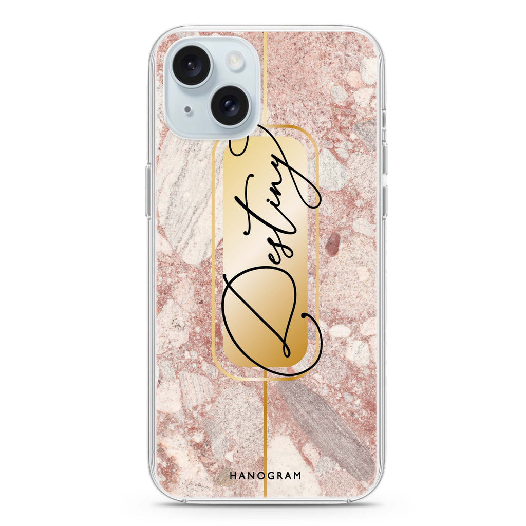 Golden Marble iPhone 15 plus Ultra Clear Case