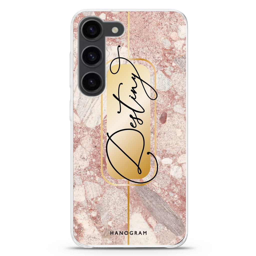 Golden Marble personalized ultra-clear case for Samsung Galaxy S23/S22, front view