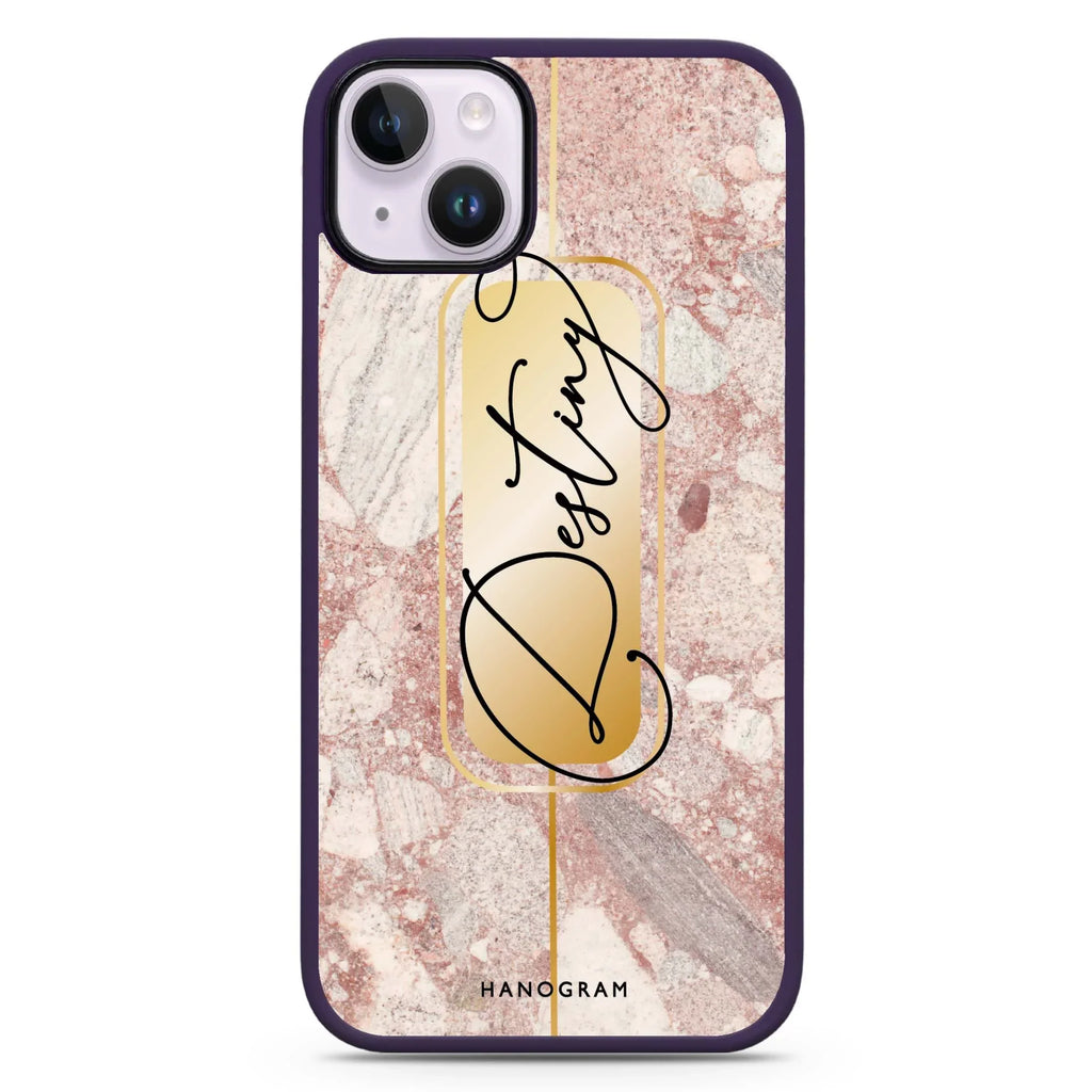 Golden Marble iPhone 15 Plus Impact Guard Bumper Case