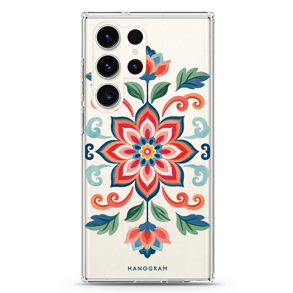 The Painted Folk Blossom Samsung Galaxy Ultra Clear Case — front view