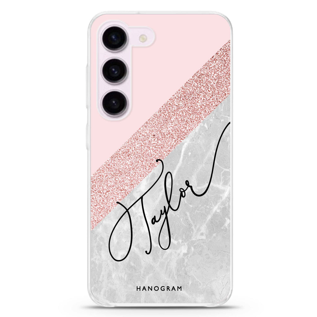 Marble Abstract II personalized ultra-clear case for Samsung Galaxy S23/S22, front view