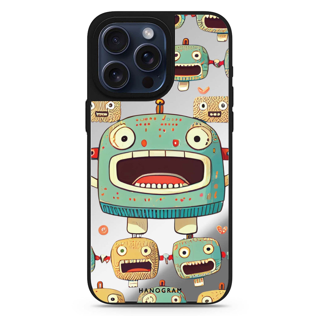 Cute Robots MagSafe compatible mirror case for iPhone 16/15/14 Pro Max and Pro, main view