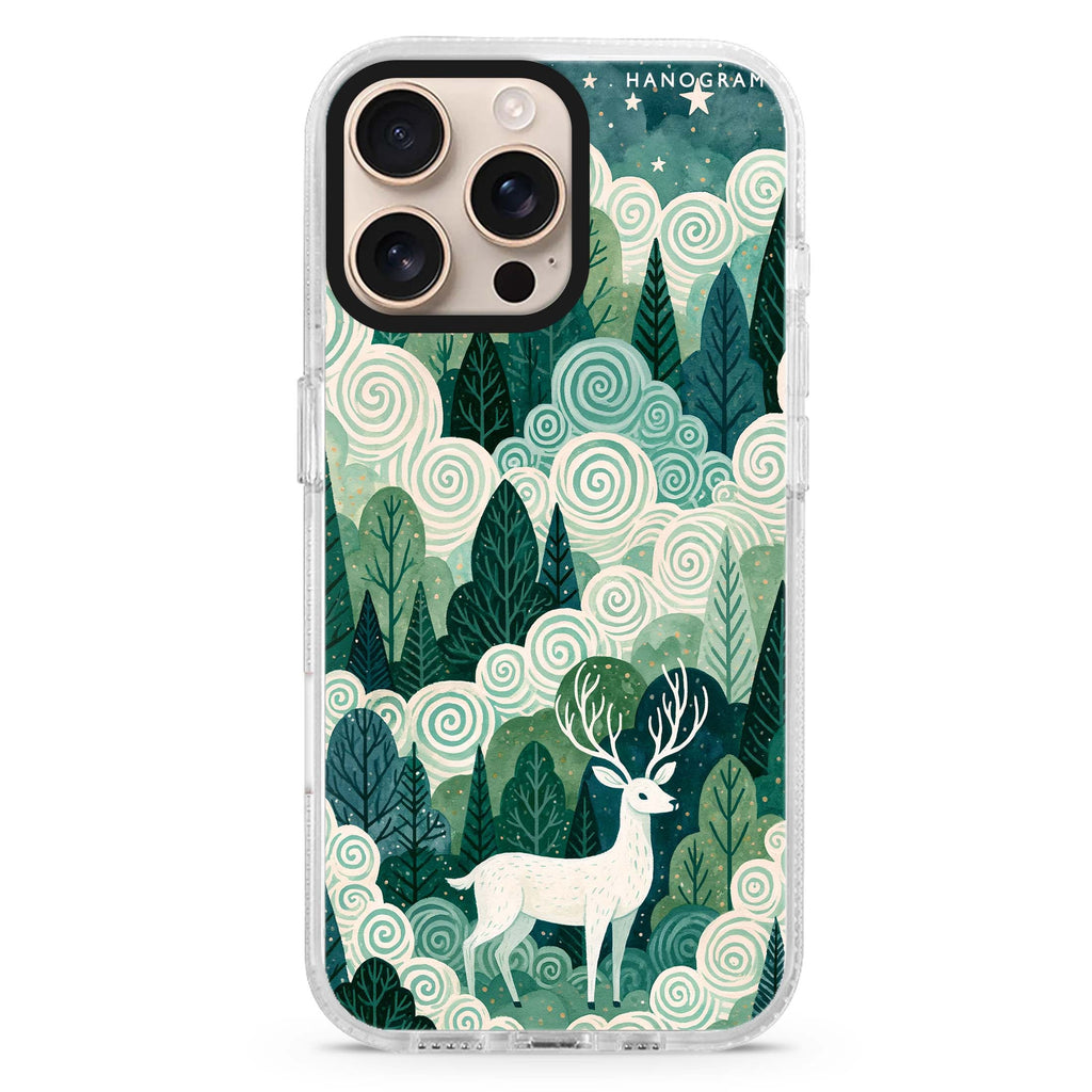 Spiralwood White Stag iPhone 16 Pro Max Ultra Clear Case - front view