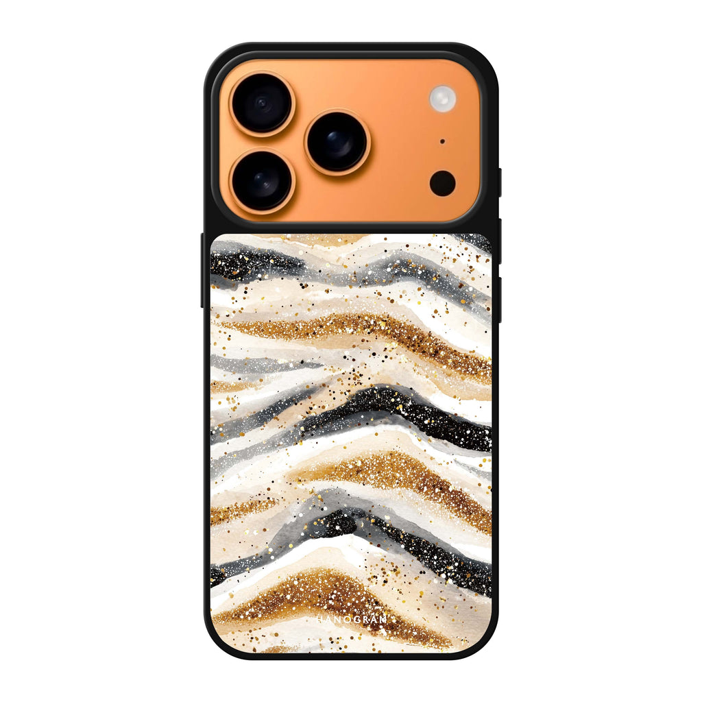Golden Stripes gold pattern iPhone 17 Pro Max mirror case