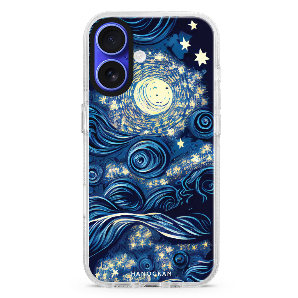 My Dream Night iPhone 16 and 16 Plus ultra clear case, transparent celestial artwork, front product view