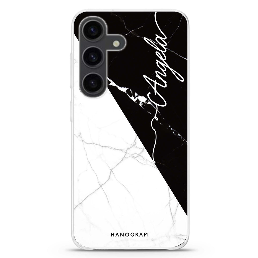 Black And White Marble Galaxy A55 Ultra Clear Case