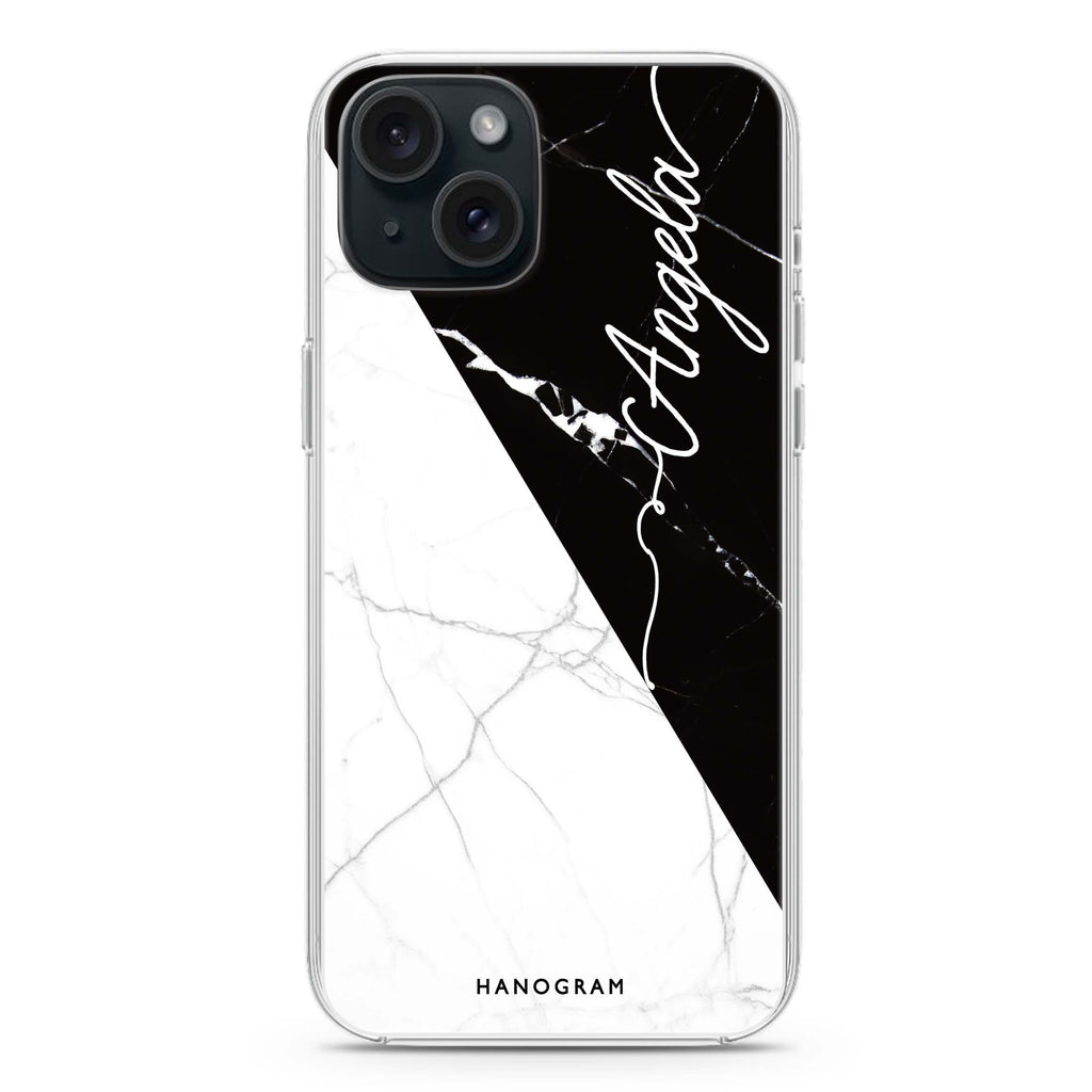 Black And White Marble iPhone Ultra Clear Case