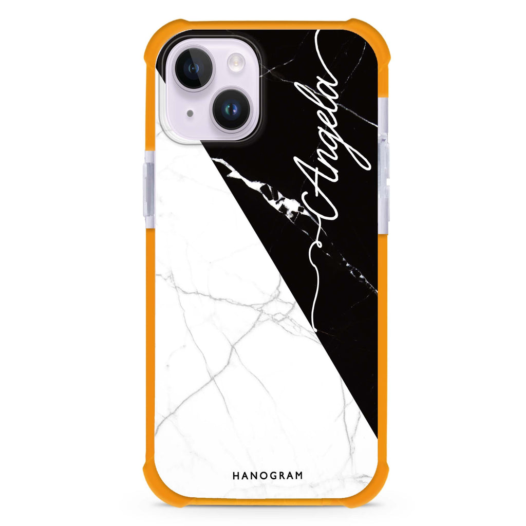 Black And White Marble iPhone 15 Plus MagSafe Compatible Ultra Shockproof Case