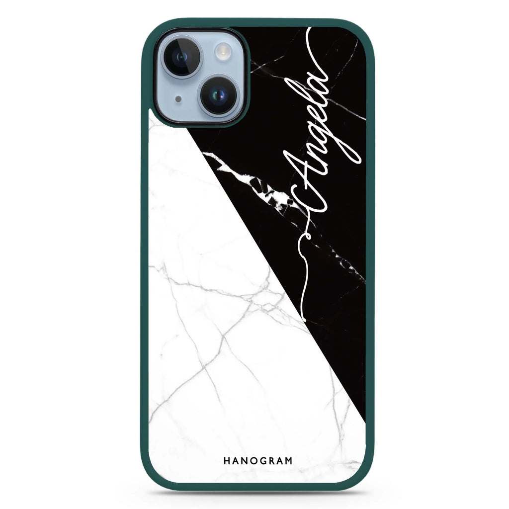 Black And White Marble iPhone 15 Impact Guard Bumper Case