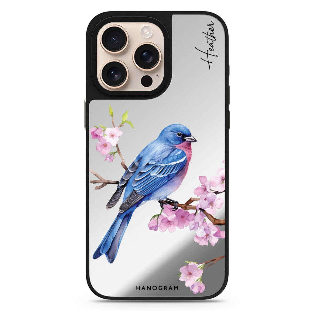 Indigo Serenade personalized name sleek reflective design iPhone 16/15/14 Pro Max & Pro mirror case