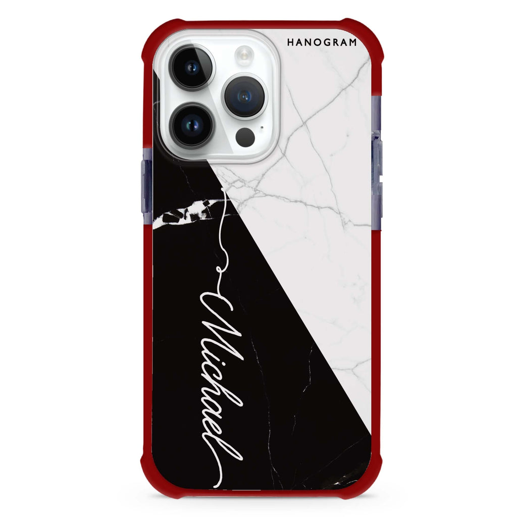 White And Black Marble iPhone 15 Pro Ultra Shockproof Case