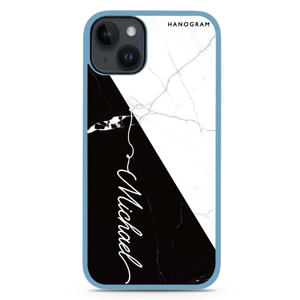 White And Black Marble iPhone 15 Plus Impact Guard Bumper Case