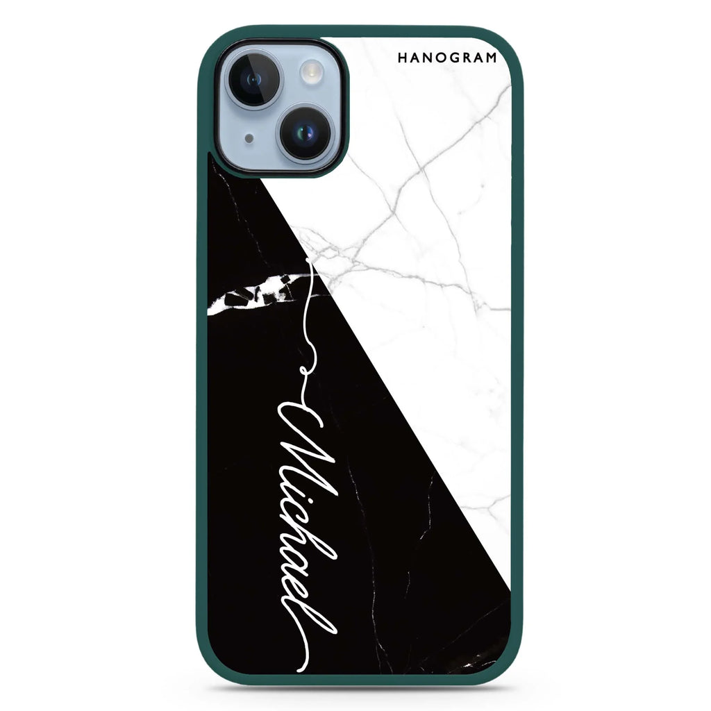 White And Black Marble iPhone 15 Impact Guard Bumper Case