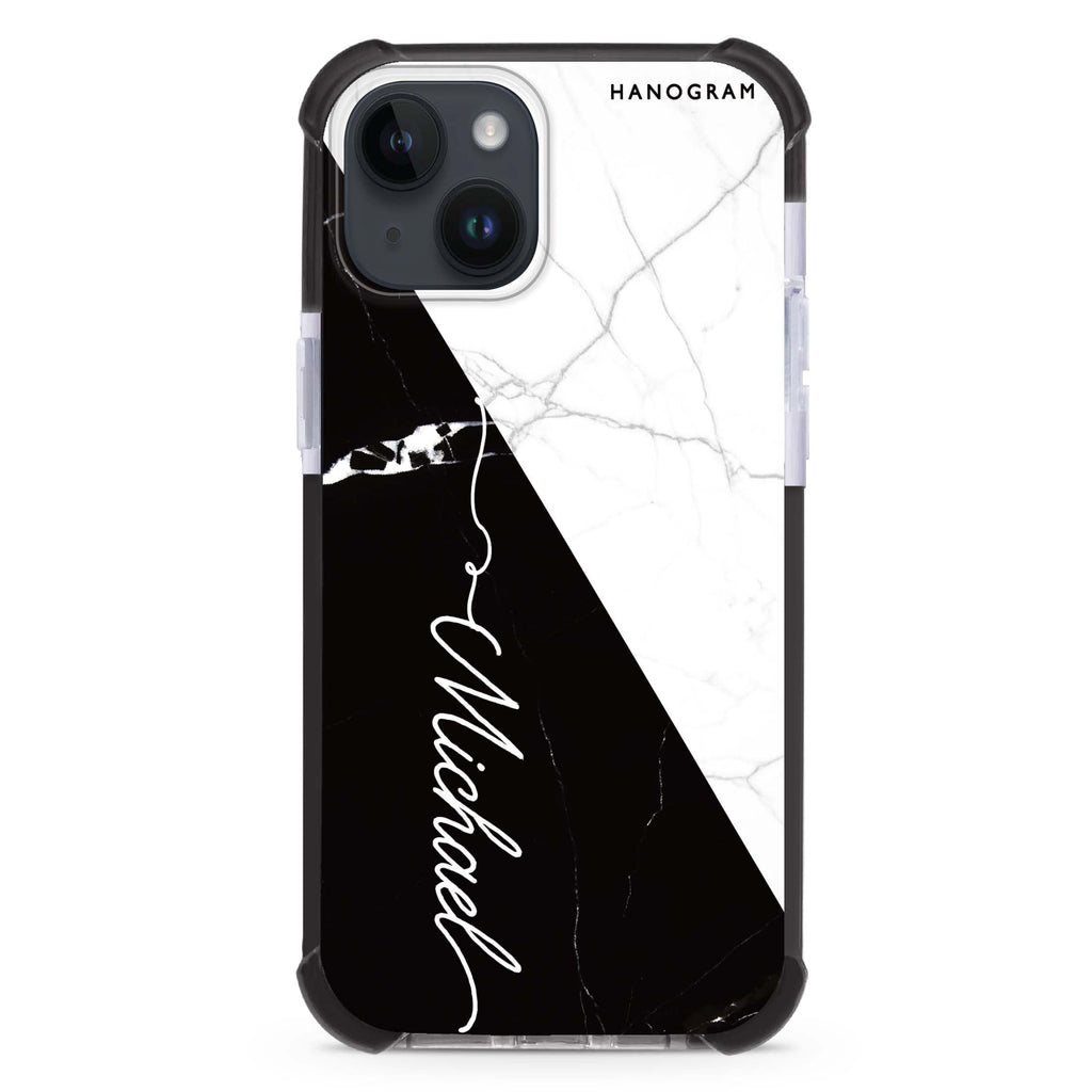 White And Black Marble iPhone 15 Plus Ultra Shockproof Case