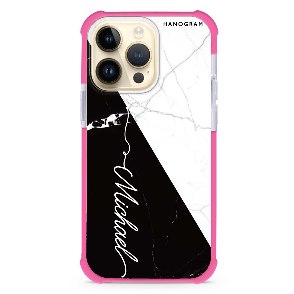 White And Black Marble iPhone 15 Pro Max Ultra Shockproof Case
