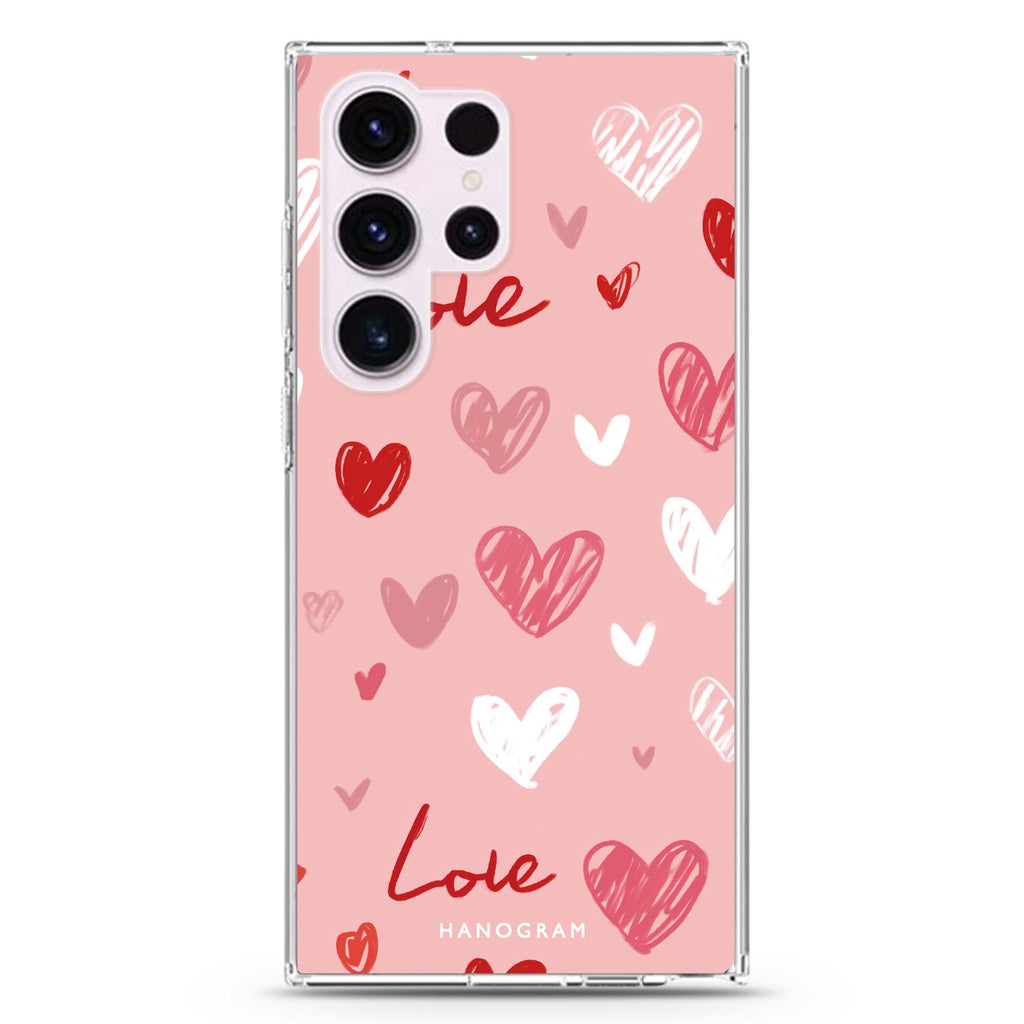 Love Grid Samsung Galaxy S26/S25/S24/S23/S22 Ultra ultra clear case, transparent design, main view