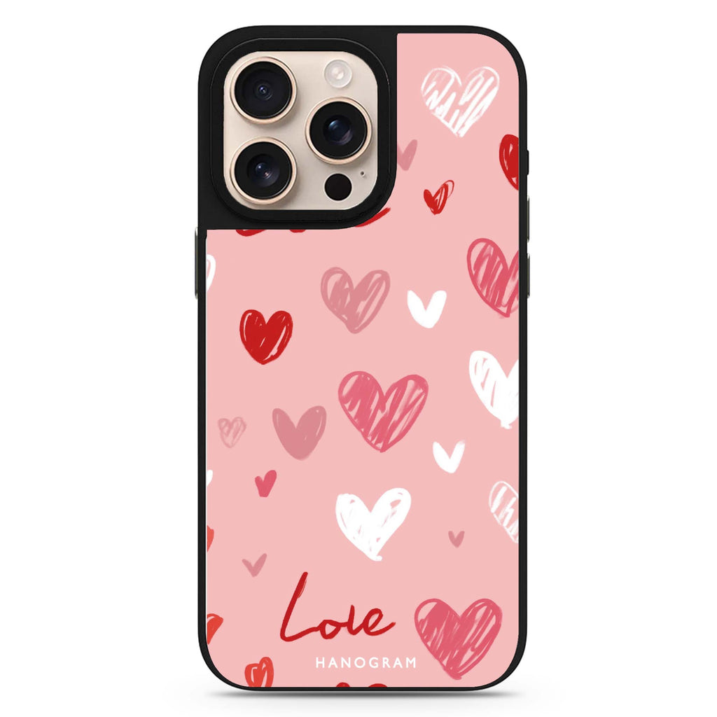 Love Grid romantic design iPhone 16/15/14 Pro Max & Pro mirror case