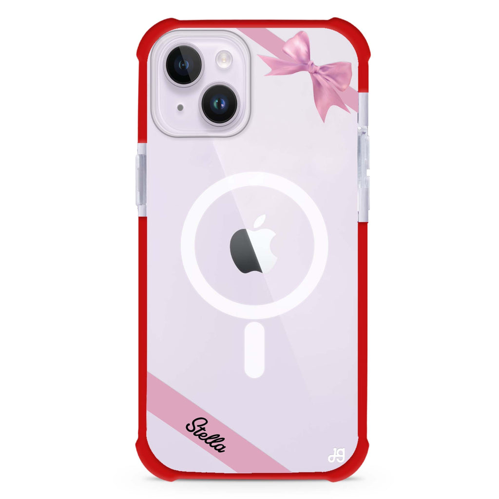 Pink Bow iPhone 15 Plus MagSafe Compatible Ultra Shockproof Case