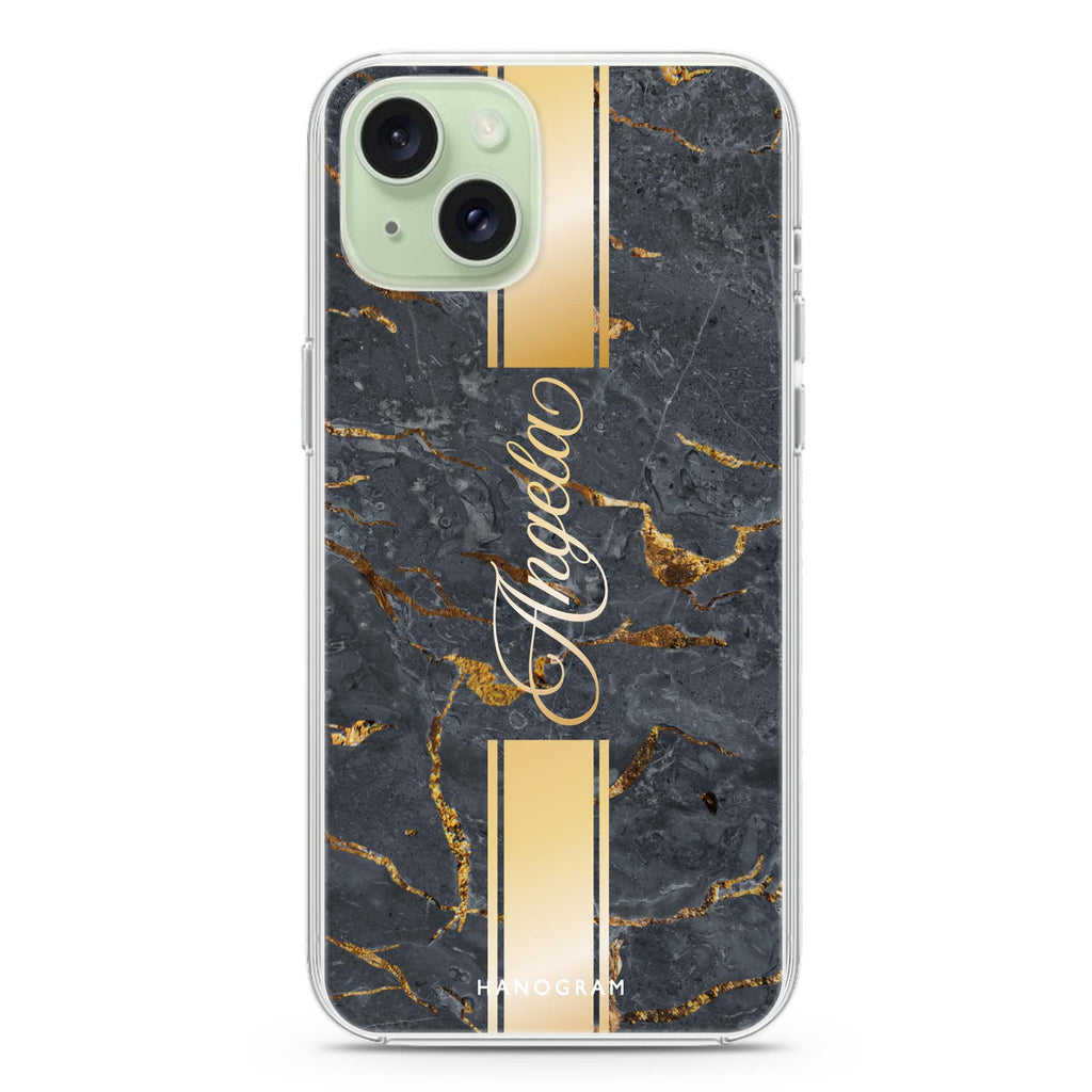 Luxury Gold Marble iPhone 15 Plus MagSafe Compatible Ultra Clear Case