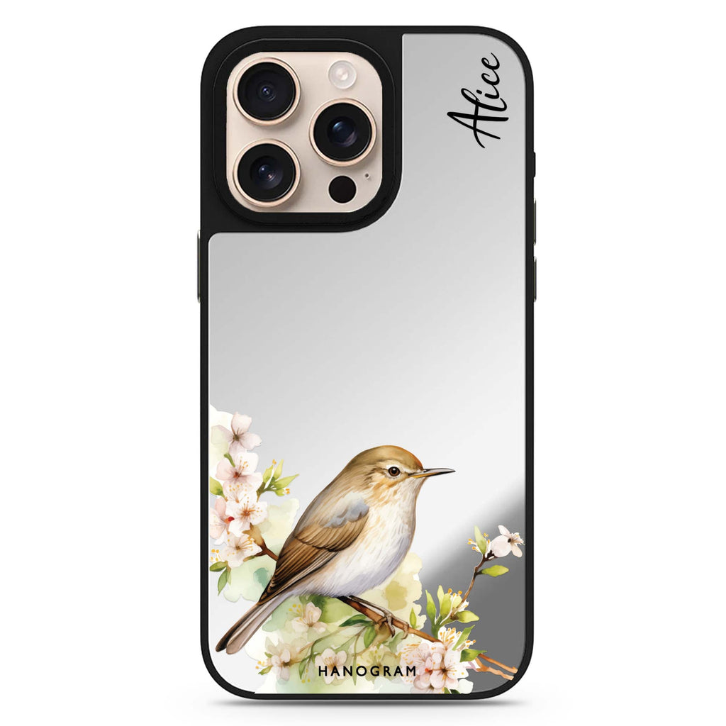 Warbler's Haven personalized name sleek reflective design iPhone 16/15/14 Pro Max & Pro mirror case