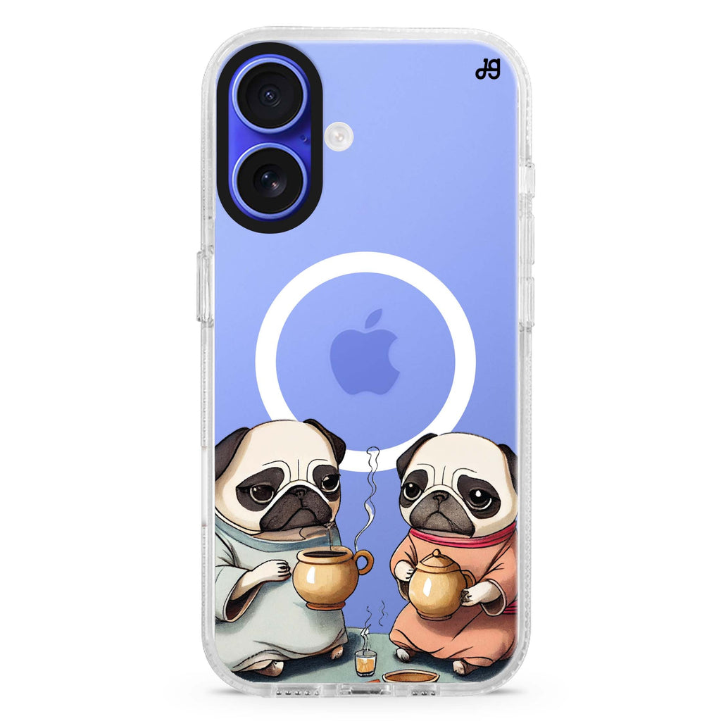 Pug Tea Time MagSafe Compatible iPhone 16 Ultra Clear Case - Personalized and Stylish Protection