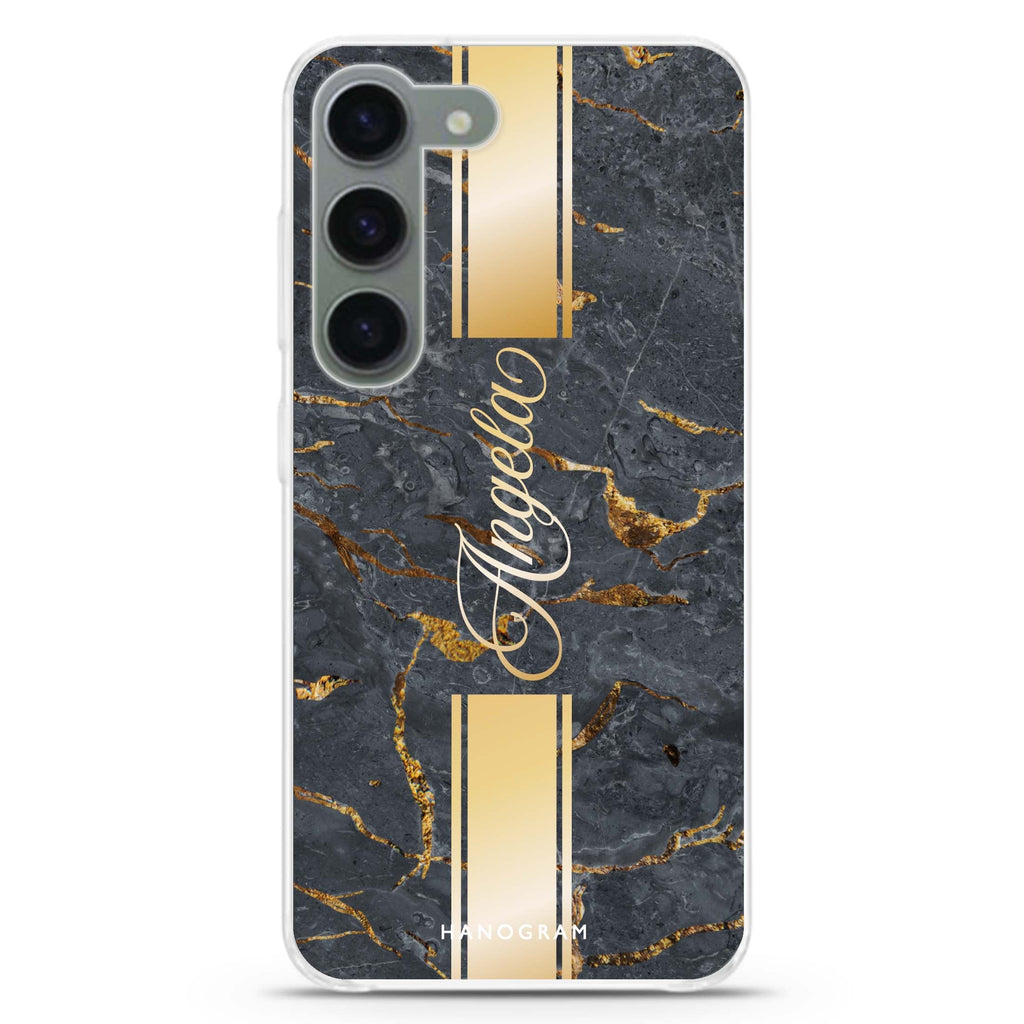 Luxury Gold Marble personalized ultra-clear case for Samsung Galaxy S23/S22, front view
