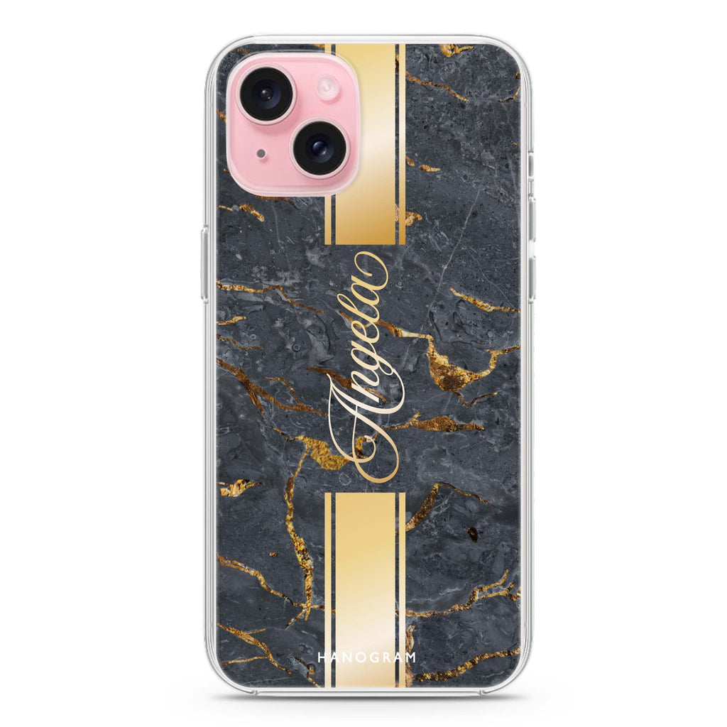 Luxury Gold Marble iPhone 15 plus Ultra Clear Case