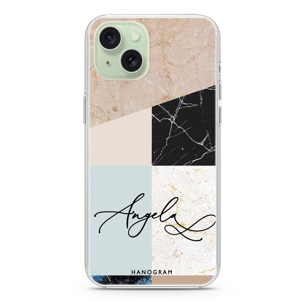 Marble Abstract V iPhone 15 Plus MagSafe Compatible Ultra Clear Case