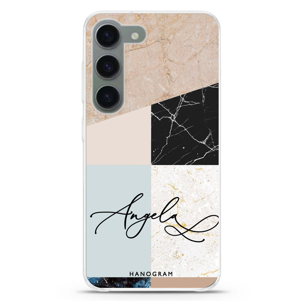 Marble Abstract V personalized ultra-clear case for Samsung Galaxy S23/S22, front view