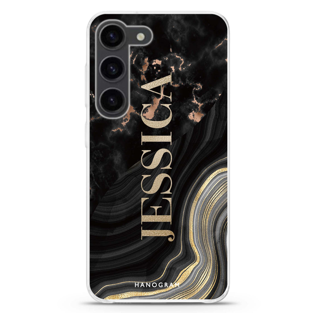 Sumptuous Marble personalized ultra-clear case for Samsung Galaxy S23/S22, front view