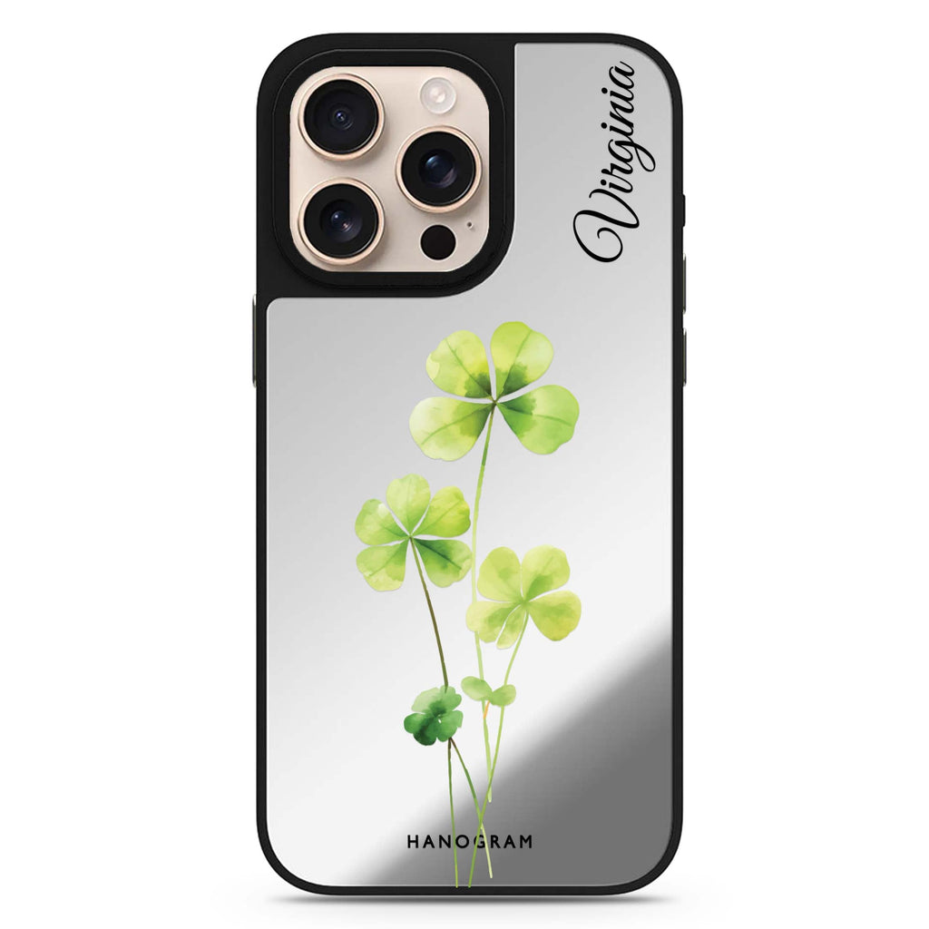 Trinity Blossom personalized name floral design iPhone 16/15/14 Pro Max & Pro mirror case