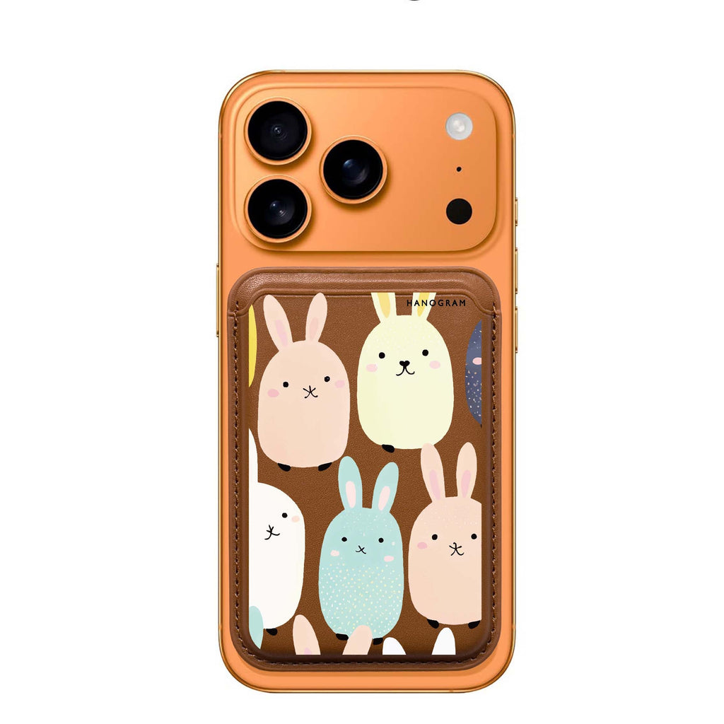 Cute Bunny MagSafe wallet for iPhone, slim magnetic card holder, main view