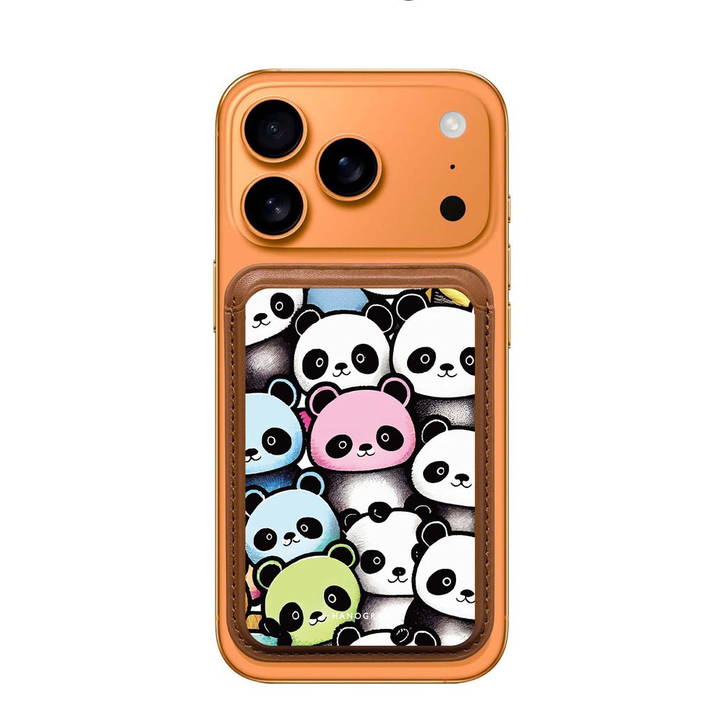 Cute Pandas MagSafe wallet for iPhone, slim magnetic card holder, main view