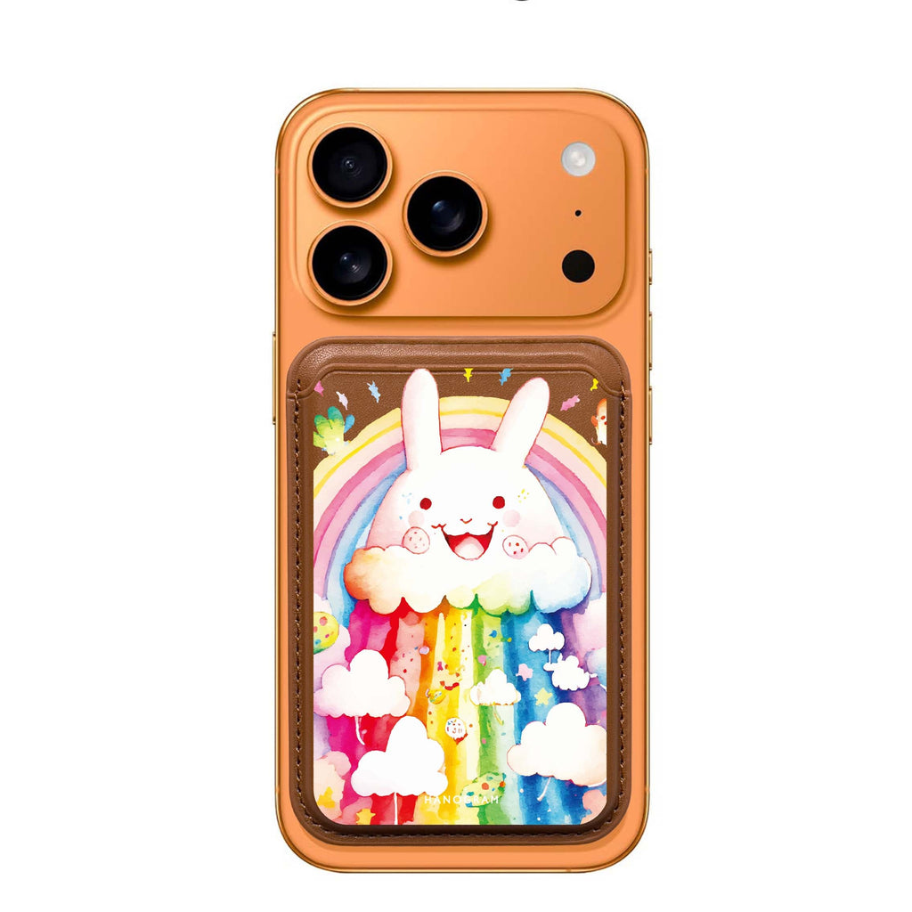 Rainbow Bunny MagSafe wallet for iPhone, slim magnetic card holder, main view