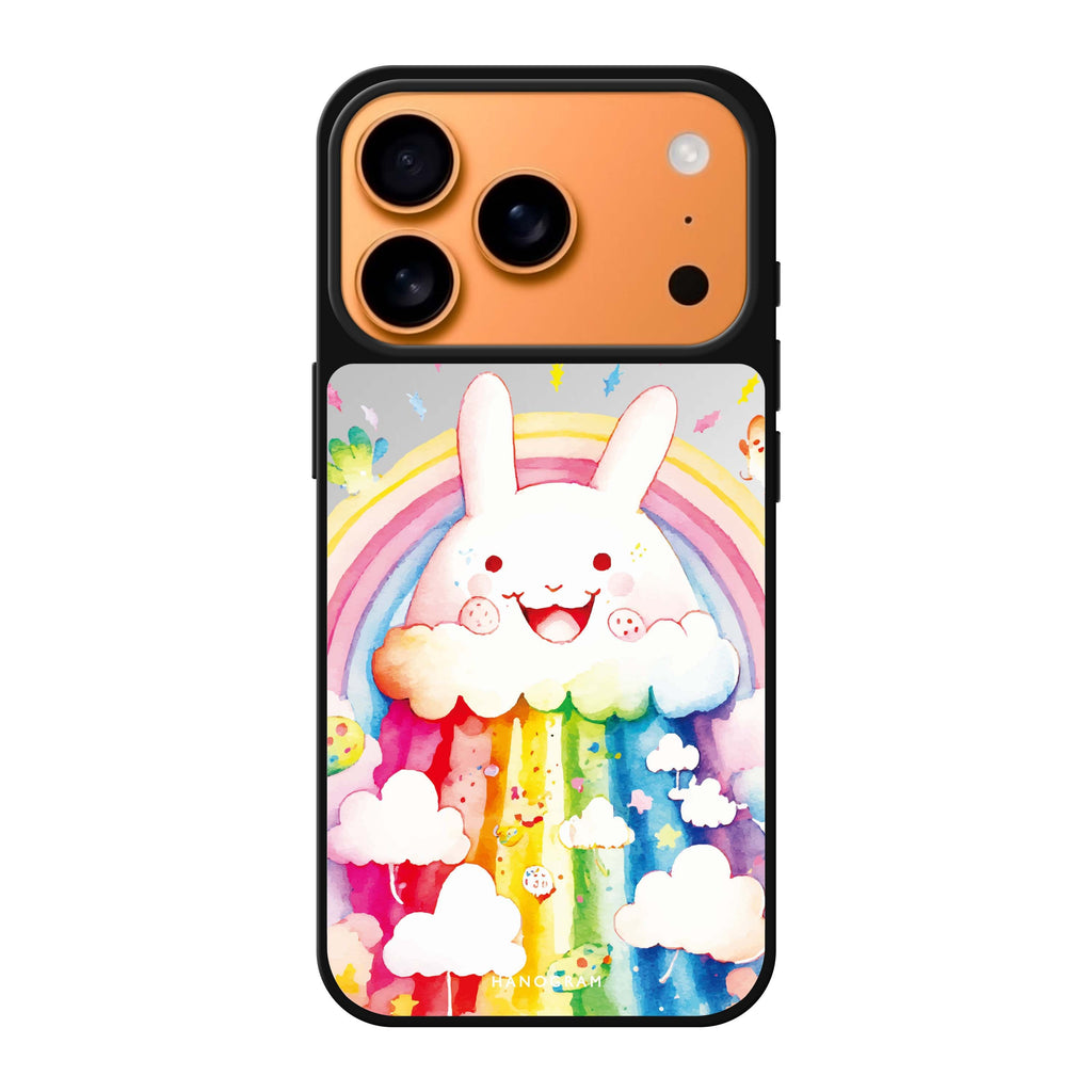 Rainbow Bunny multicolor bunny animal cute iPhone 17 Pro Max mirror case