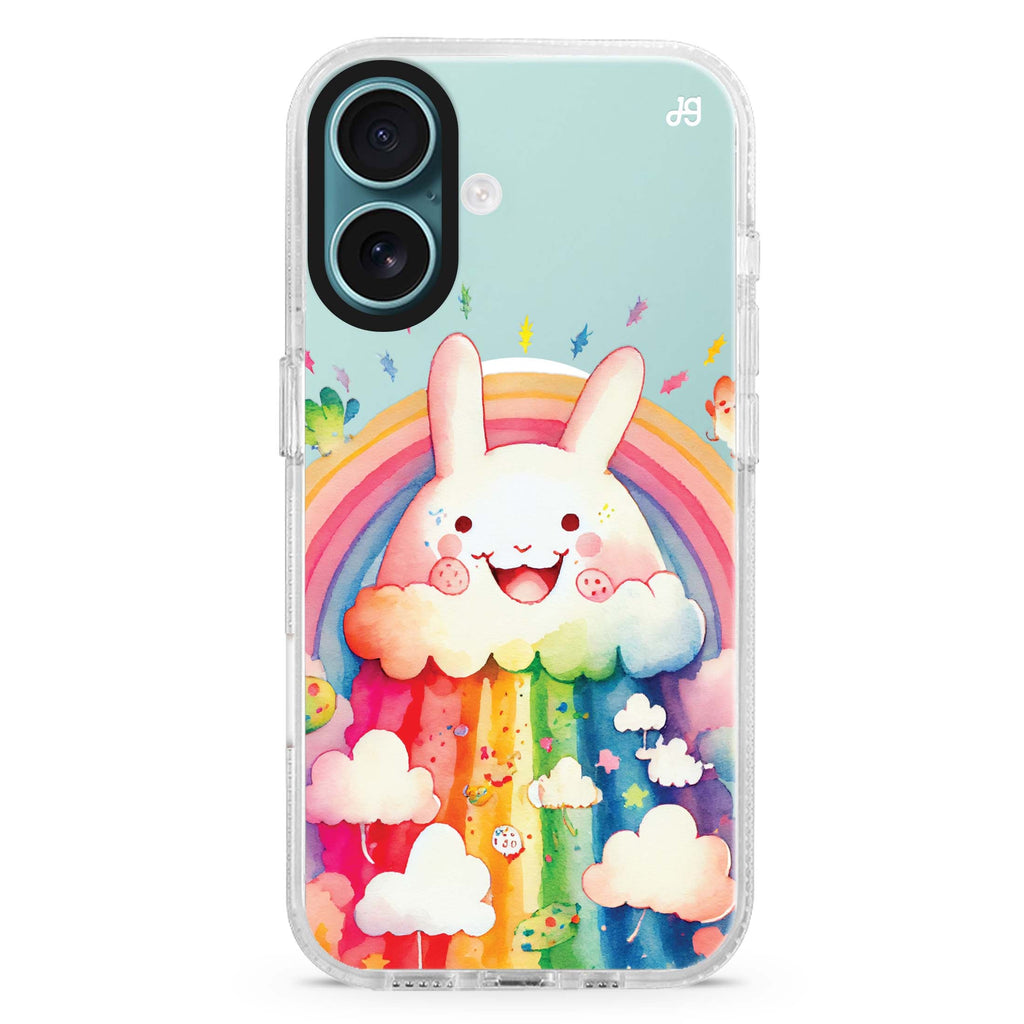 Rainbow Bunny MagSafe Compatible iPhone 16 Ultra Clear Case - Personalized and Stylish Protection