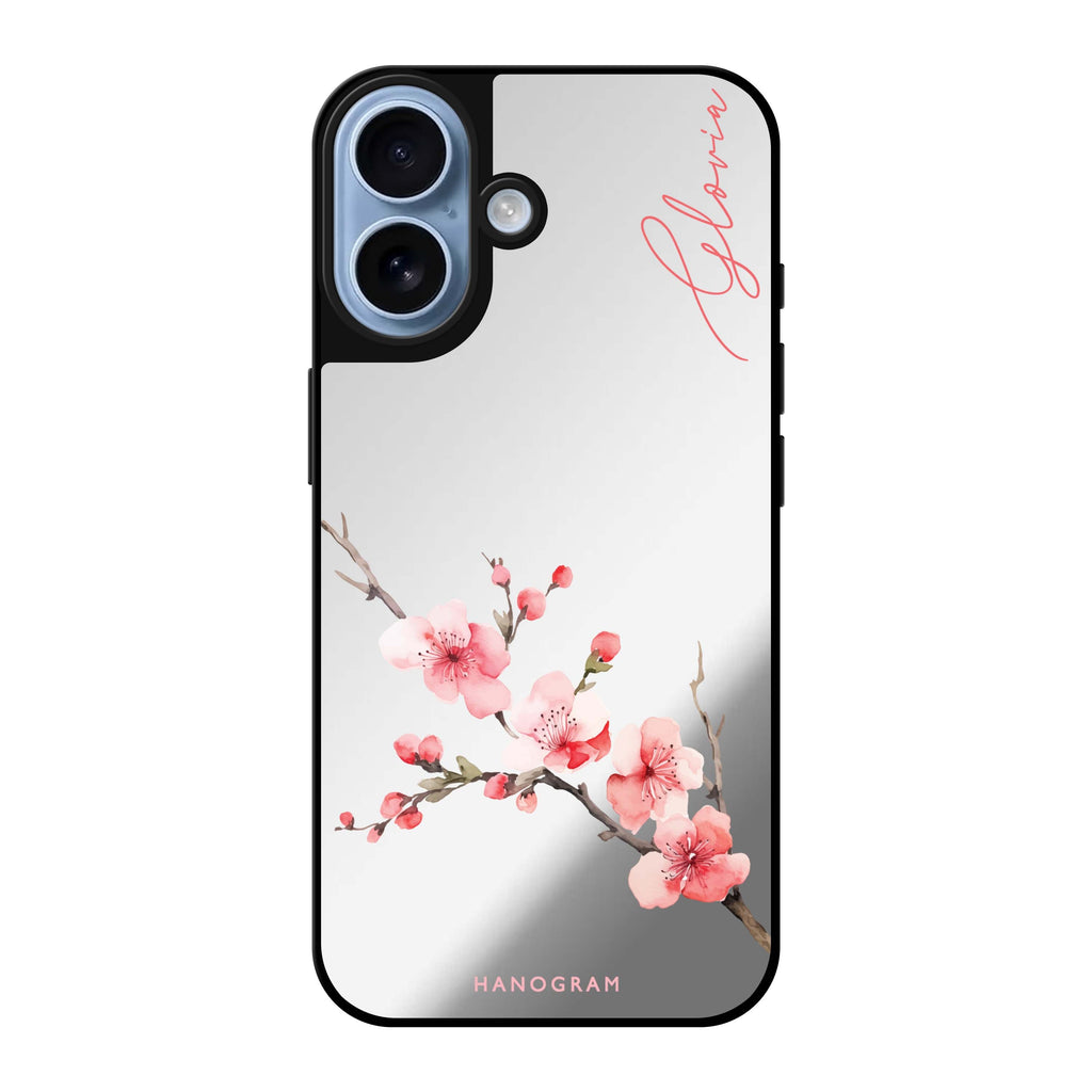 Reflective iPhone 16 Mirror Case –Cherry Bliss Design