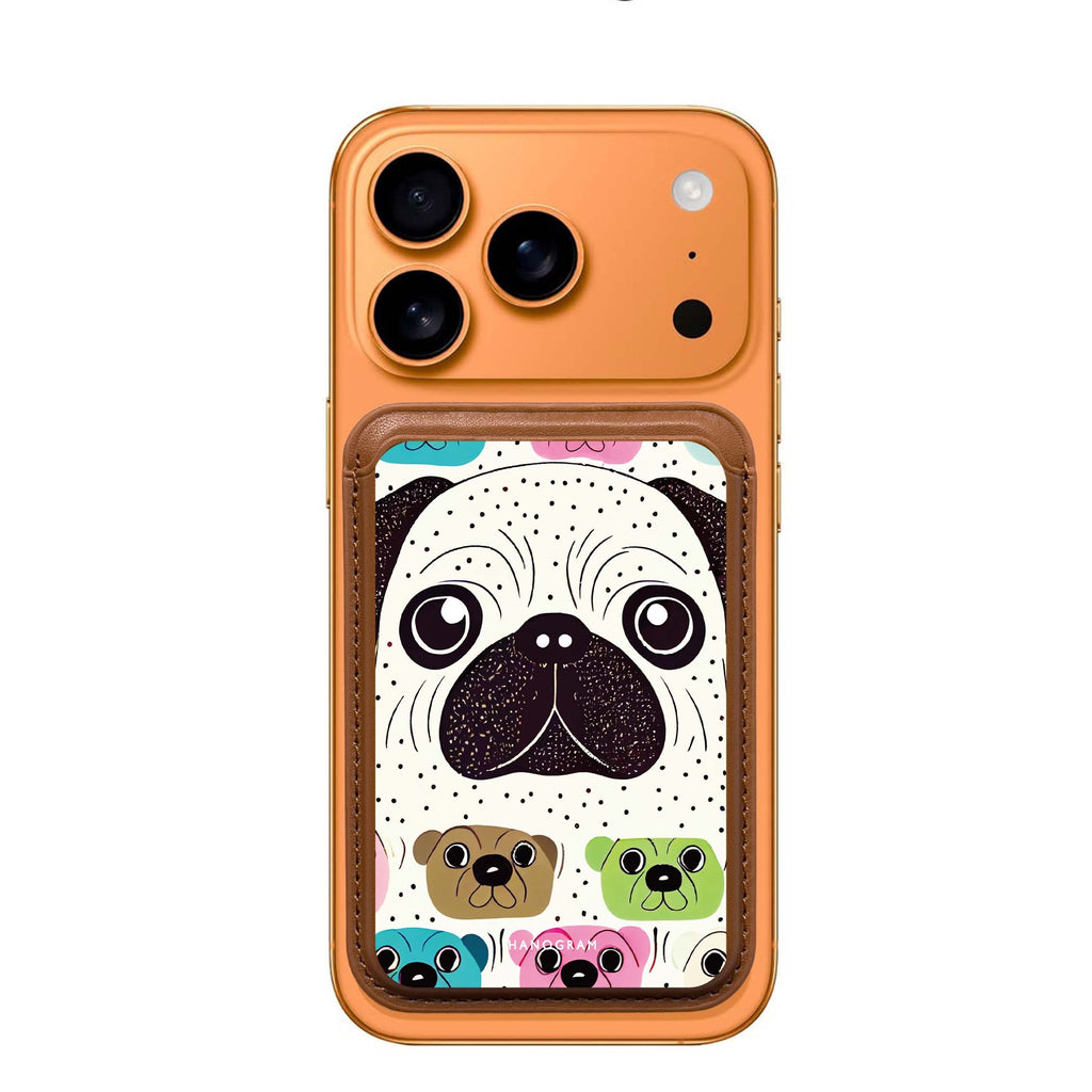 Pug Face MagSafe wallet for iPhone, slim magnetic card holder, main view
