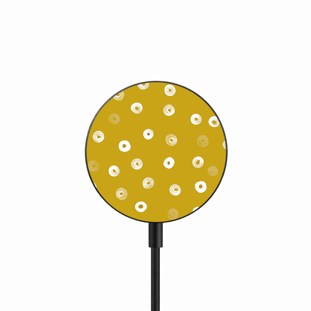 Mustard Circle Dots 25W Qi2.2 magnetic wireless charger front view