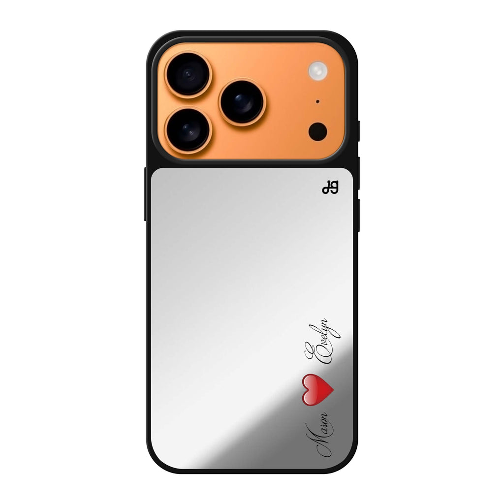 You & Me personalized name typography iPhone 17 Pro Max mirror case