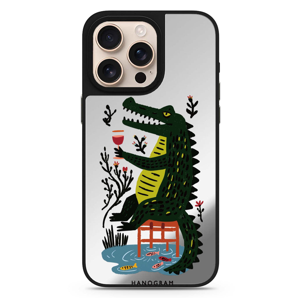 Crocodile in Still Life animal design iPhone 16/15/14 Pro Max & Pro mirror case